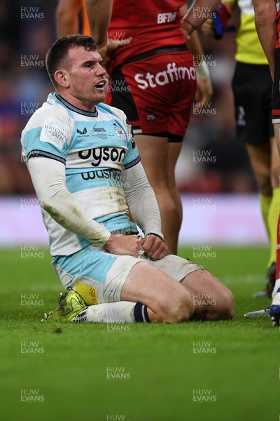 230525 - Bath Rugby v Lyon Olympique Universitaire - EPCR Challenge Cup Final - Ben Spencer of Bath Rugby celebrates scoring a try