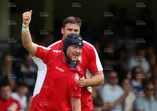 110812 Bath v London Welsh - Pre-Season Friendly - Dan George of London Welsh celebrates after scoring his try 