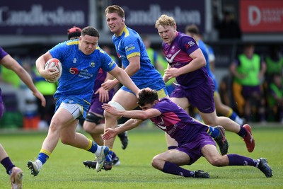 220426 - Bath v Loughborough - Men's BUCS Final - Alfie Griffin of Bath is challenged by Rhys Hulse of Loughborough