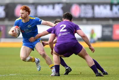 220426 - Bath v Loughborough - Men's BUCS Final - Austin Emens of Bath is challenged by Ralfie Willott of Loughborough