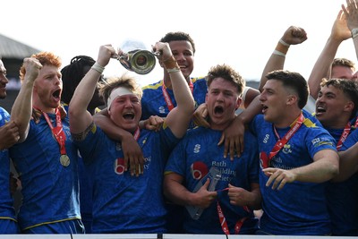 220426 - Bath v Loughborough - Men's BUCS Final - Bath players celebrate lifting the trophy and winning the treble at full time