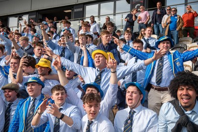220426 - Bath v Loughborough - Men's BUCS Final - Bath players celebrate with fans at full time