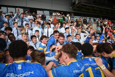 220426 - Bath v Loughborough - Men's BUCS Final - Bath players celebrate with fans at full time
