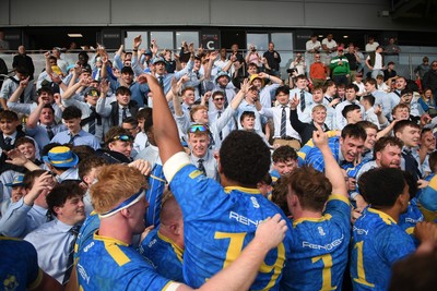 220426 - Bath v Loughborough - Men's BUCS Final - Bath players celebrate with fans at full time
