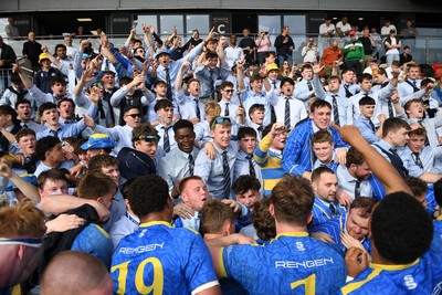 220426 - Bath v Loughborough - Men's BUCS Final - Bath players celebrate with fans at full time