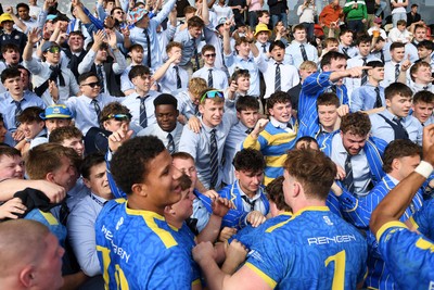 220426 - Bath v Loughborough - Men's BUCS Final - Bath players celebrate with fans at full time