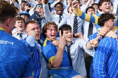 220426 - Bath v Loughborough - Men's BUCS Final - Bath players celebrate with fans at full time