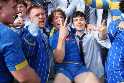 220426 - Bath v Loughborough - Men's BUCS Final - Bath players celebrate with fans at full time