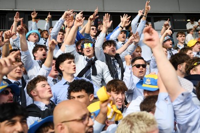 220426 - Bath v Loughborough - Men's BUCS Final - Bath players celebrate with fans at full time