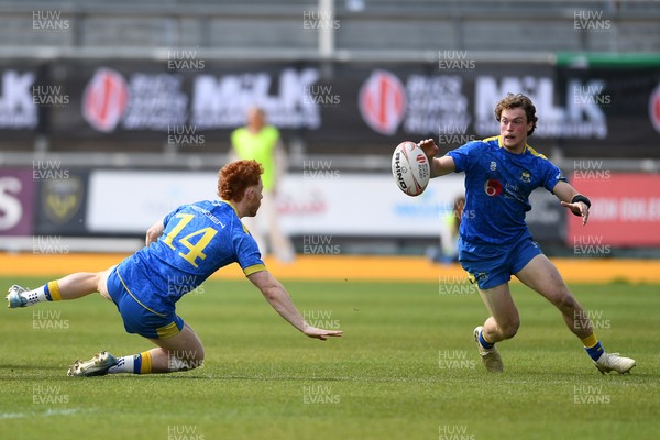 220426 - Bath v Loughborough - Men's BUCS Final - Freddy Rossigneux of Bath receives the ball from Austin Emens of Bath