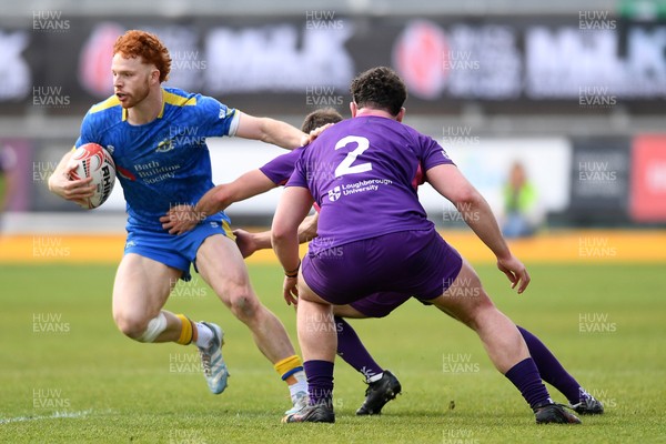 220426 - Bath v Loughborough - Men's BUCS Final - Austin Emens of Bath is challenged by Ralfie Willott of Loughborough