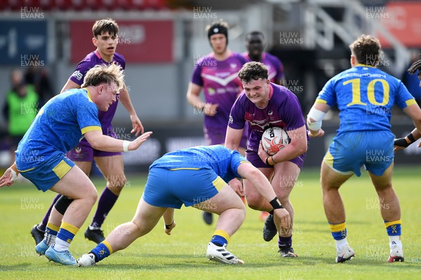220426 - Bath v Loughborough - Men's BUCS Final - Ralfie Willott of Loughborough is challenged by Will Roue of Bath