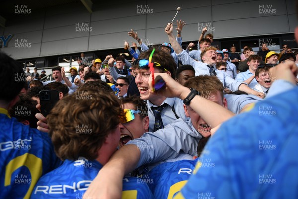 220426 - Bath v Loughborough - Men's BUCS Final - Bath players celebrate with fans at full time