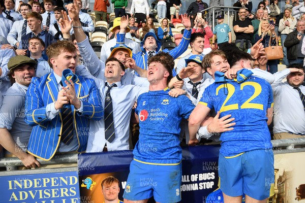 220426 - Bath v Loughborough - Men's BUCS Final - Bath players celebrate with fans at full time