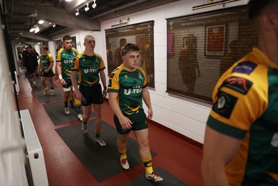 120426 - Bedwas v Bridgend Athletic - Mens Championship Cup Final - Bridgend make their way to the field