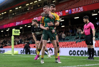 120426 - Bedwas v Bridgend Athletic - Mens Championship Cup Final - McKenzie Grey of Bridgend scores a try