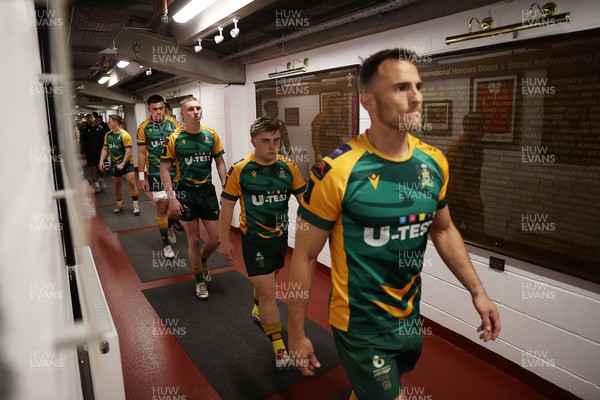 120426 - Bedwas v Bridgend Athletic - Mens Championship Cup Final - Bridgend make their way to the field