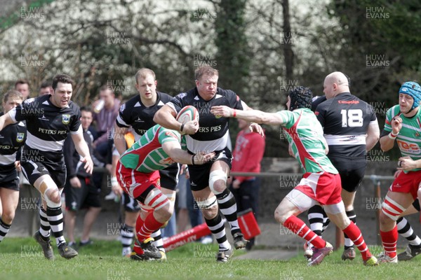 270413 - Bedwas v Llandovery - Welsh Premiership - Sam Feehan of Bedwas leads a charge