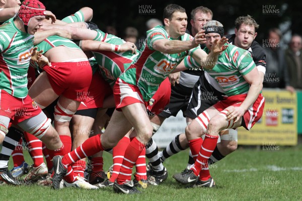 270413 - Bedwas v Llandovery - Welsh Premiership - Rob Walters of Llandovery spins the ball away from a scrum 