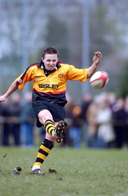 080203 - Bedwas v Newport - Principality Cup - Newport's Jason Strange kicks for goal