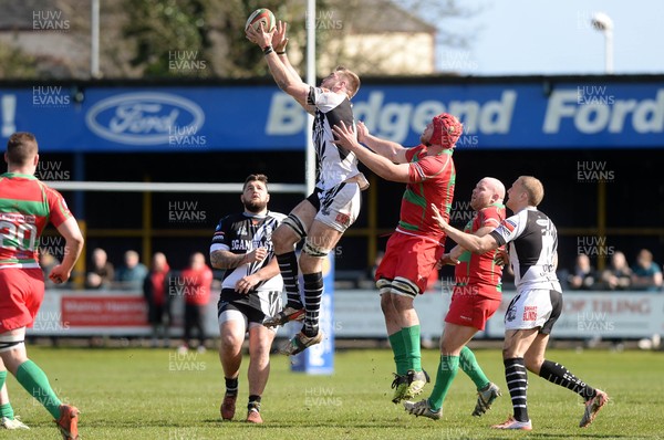 090416 Bedwas v Pontypridd - Fosters Cup Final Hemi Barnes of Pontypridd leaps for the restart