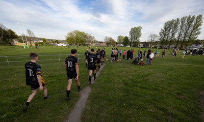 220426 Bedwellty v Deri, Admiral National League 4 East - Deri walk out for the match
