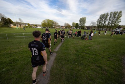 220426 Bedwellty v Deri, Admiral National League 4 East - Deri walk out for the match