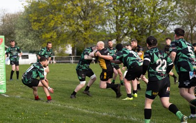 220426 Bedwellty v Deri, Admiral National League 4 East - Jonathan Morgan of Deri scores try