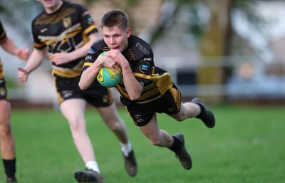 220426 Bedwellty v Deri, Admiral National League 4 East - Kristan Davies of Deri races in to score try