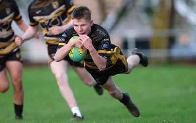 220426 Bedwellty v Deri, Admiral National League 4 East - Kristan Davies of Deri races in to score try