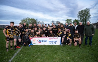220426 Bedwellty v Deri, Admiral National League 4 East - Deri celebrate after receiving the League 4 East Trophy
