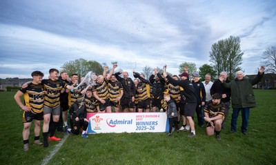 220426 Bedwellty v Deri, Admiral National League 4 East - Deri celebrate after receiving the League 4 East Trophy