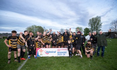 220426 Bedwellty v Deri, Admiral National League 4 East - Deri celebrate after receiving the League 4 East Trophy