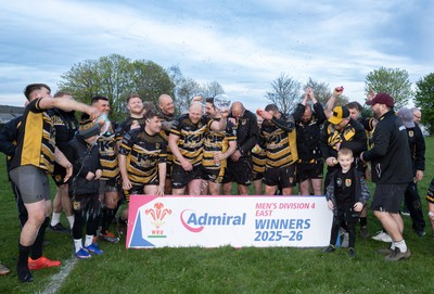 220426 Bedwellty v Deri, Admiral National League 4 East - Deri celebrate after receiving the League 4 East Trophy