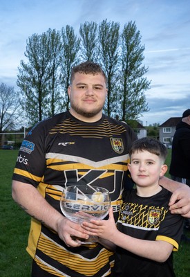 220426 Bedwellty v Deri, Admiral National League 4 East - Deri celebrate after receiving the League 4 East Trophy