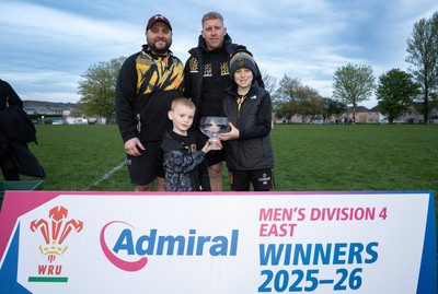 220426 Bedwellty v Deri, Admiral National League 4 East - Deri celebrate after receiving the League 4 East Trophy