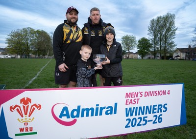 220426 Bedwellty v Deri, Admiral National League 4 East - Deri celebrate after receiving the League 4 East Trophy
