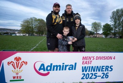 220426 Bedwellty v Deri, Admiral National League 4 East - Deri celebrate after receiving the League 4 East Trophy