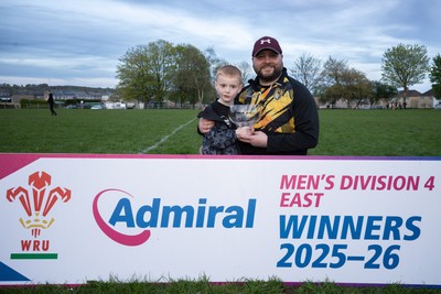 220426 Bedwellty v Deri, Admiral National League 4 East - Deri celebrate after receiving the League 4 East Trophy