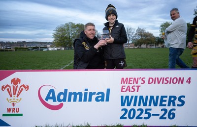 220426 Bedwellty v Deri, Admiral National League 4 East - Deri celebrate after receiving the League 4 East Trophy