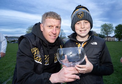 220426 Bedwellty v Deri, Admiral National League 4 East - Deri celebrate after receiving the League 4 East Trophy