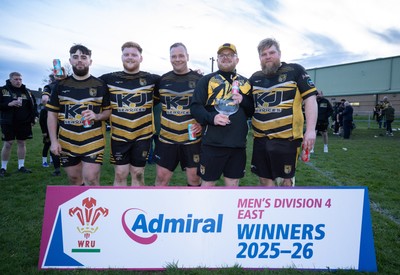 220426 Bedwellty v Deri, Admiral National League 4 East - Deri celebrate after receiving the League 4 East Trophy