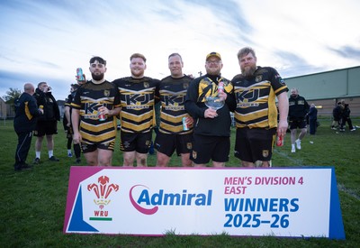 220426 Bedwellty v Deri, Admiral National League 4 East - Deri celebrate after receiving the League 4 East Trophy