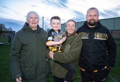 220426 Bedwellty v Deri, Admiral National League 4 East - Deri celebrate after receiving the League 4 East Trophy