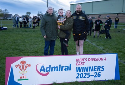 220426 Bedwellty v Deri, Admiral National League 4 East - Deri celebrate after receiving the League 4 East Trophy