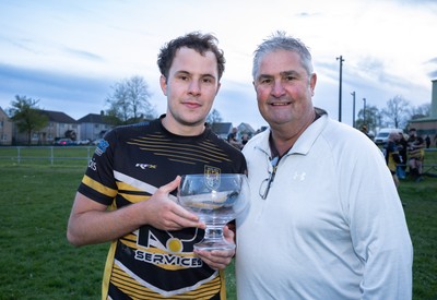 220426 Bedwellty v Deri, Admiral National League 4 East - Deri celebrate after receiving the League 4 East Trophy