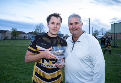 220426 Bedwellty v Deri, Admiral National League 4 East - Deri celebrate after receiving the League 4 East Trophy