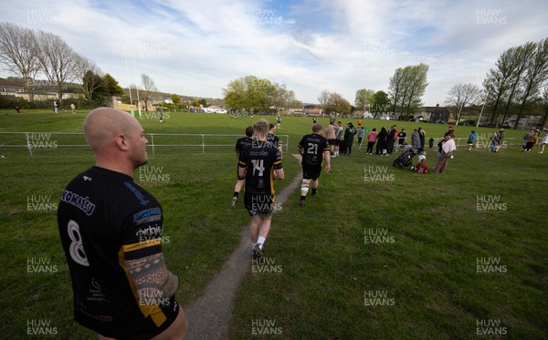 220426 Bedwellty v Deri, Admiral National League 4 East - Deri walk out for the match