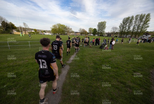 220426 Bedwellty v Deri, Admiral National League 4 East - Deri walk out for the match