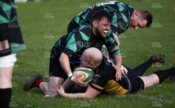 220426 Bedwellty v Deri, Admiral National League 4 East - Jonathan Morgan of Deri scores try